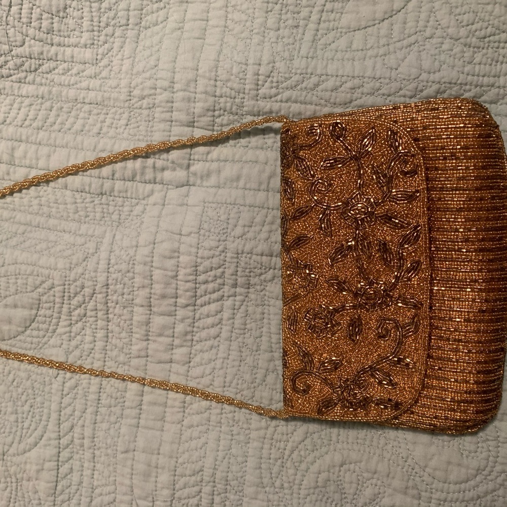 BRAND NEW Beaded Gold Clutch/Purse
